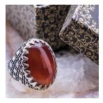 Takıhan 925 Ayar Gümüş Bordo Akik Taşlı Yüzük