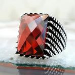 Takıhan TH1366 Erkek 925 Ayar Gümüş Zirkon Fasetli Kesim Yüzük