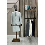 Takım Elbise Keten Jogger Pantolon -Çeket Esnek Yeni Model Yeni Trend Spor Takım - 48 - Gri