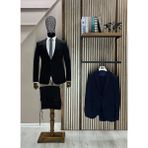 Takım Elbise Keten Jogger Pantolon -Çeket Esnek Yeni Model Yeni Trend Spor Takım gömlek hediyelidir - Siyah Düz - 48