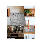 Takım Halinde Gri Taş Mermer 20x30 Cm Kesme Tablası Ve 60x52cm Cam Ocak Koruyucu 4'lü Ocaklar