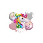 Takımlı Folyo Balon Unicorn (Kalp) 5'Li Set, Çok Renkli 4645464345754