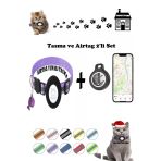 Takip Cihazı ve Airtag Yuvalı Kedi Tasması 2'li Set Ios Uyumlu Boyun Tasması GPS - Mor