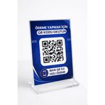 TakipAi IBAN QR Pleksi Stand A6 – Temassız QR Ödeme – Masa Üstü QR Kod