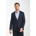 Takiro Erkek Lacivert Esneyen Kumaş Slim Fit Mono Yaka Blazer Ceket - 6 Drop - 54