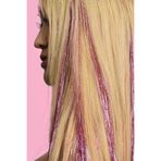 TAKIŞTIR Açık Pembe Renk Simli Yan Postiş Hair Tinsel Shiny Hair (50 Cm)