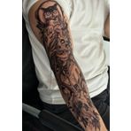 TAKIŞTIR Geçici Baykuş Ve Kuru Kafa Figürlü Kol Dövme Tattoo