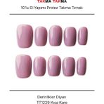 Takma Takma 10'lu Gri Kısa Kare TT1229 Tekrar Kullanılabilir El Yapımı Protez Takma Tırnak Gri-Xs - Pembe