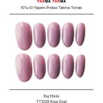 Takma Takma 10'lu Gri Kısa Oval TT1228 Tekrar Kullanılabilir El Yapımı Protez Takma Tırnak Gri-M - Pembe