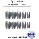 Takma Takma 10'lu Gümüş Kısa Balerin KBL1506 Tekrar Kullanılabilir El Yapımı Protez Takma Tırnak - Gümüş-XS