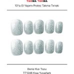 Takma Takma 10'lu Mavi Kısa Yuvarlak TT1248 Tekrar Kullanılabilir El Yapımı Protez Takma Tırnak Mavi-M - Çok Renkli
