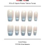 Takma Takma 10'lu Mavi Orta Balerin TT1174 Tekrar Kullanılabilir El Yapımı Protez Takma Tırnak Mavi-Xs - Kırmızı