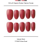 Takma Takma 10'lu Mor Kısa Oval TT1227 Tekrar Kullanılabilir El Yapımı Protez Takma Tırnak - Mor-XS - Pembe