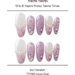 Takma Takma 10'lu Mor Uzun Oval TT1391 Tekrar Kullanılabilir El Yapımı Protez Takma Tırnak Mor-Xs - Çok Renkli