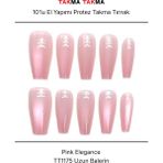 Takma Takma 10'lu Pembe Kısa Balerin TT1175 Tekrar Kullanılabilir El Yapımı Protez Takma Tırnak Pembe-Xs - Yeşil