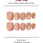 Takma Takma 10'lu Pembe Kısa Kare TT1215 Tekrar Kullanılabilir El Yapımı Protez Takma Tırnak - Pembe-S