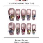 Takma Takma 10'lu Pembe Orta Balerin TT1078 Tekrar Kullanılabilir El Yapımı Protez Takma Tırnak - Pembe-M - Bordo