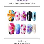 Takma Takma 10'lu Renkli Orta Balerin OBL1461 Tekrar Kullanılabilir El Yapımı Protez Takma Tırnak Renkli-M