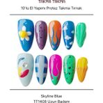Takma Takma 10'lu Renkli Uzun Badem TT1408 Tekrar Kullanılabilir El Yapımı Protez Takma Tırnak Renkli-L - Beyaz