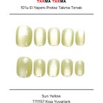 Takma Takma 10'lu Sarı Kısa Yuvarlak TT1157 Tekrar Kullanılabilir El Yapımı Protez Takma Tırnak Sarı-Xs - Çok Renkli