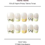 Takma Takma 10'lu Sarı Orta Balerin TT1360 Tekrar Kullanılabilir El Yapımı Protez Takma Tırnak Sarı-L - Kırmızı