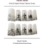 Takma Takma 10'lu Ten Rengi Extra Extra Extra TT1434 Tekrar Kullanılabilir El Yapımı Protez Takma Tırnak Ten Rengi-L - Sarı
