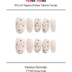 Takma Takma 10'lu Ten Rengi Kısa Oval TT1121 Tekrar Kullanılabilir El Yapımı Protez Takma Tırnak Ten Rengi-Xs - Pembe
