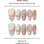 Takma Takma 10'lu Ten Rengi Kısa Oval TT1389 Tekrar Kullanılabilir El Yapımı Protez Takma Tırnak - Ten Rengi-XS - Çok Renkli