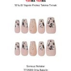 Takma Takma 10'lu Ten Rengi Orta Balerin TT0569 Tekrar Kullanılabilir El Yapımı Protez Takma Tırnak - Ten Rengi-L