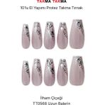 Takma Takma 10'lu Ten Rengi Uzun Balerin TT0568 Tekrar Kullanılabilir El Yapımı Protez Takma Tırnak - Ten Rengi-XS