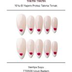 Takma Takma 10'lu Ten Rengi Uzun Oval TT0500 Tekrar Kullanılabilir El Yapımı Protez Takma Tırnak - Ten Rengi-XS - Beyaz