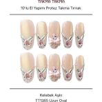 Takma Takma 10'lu Ten Rengi Uzun Oval TT1385 Tekrar Kullanılabilir El Yapımı Protez Takma Tırnak Ten Rengi-Xs - Çok Renkli