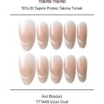 Takma Takma 10'lu Ten Rengi Uzun Oval TT1449 Tekrar Kullanılabilir El Yapımı Protez Takma Tırnak Ten Rengi-Xs - Ten Nude
