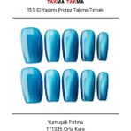 Takma Takma 15'li Kırmızı Orta Kare TT1335 Tekrar Kullanılabilir El Yapımı Protez Takma Tırnak Kırmızı-M - Pembe