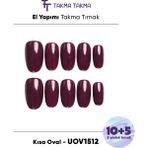 Takma Takma 15'li Mor Uzun Oval UOV1512 Tekrar Kullanılabilir El Yapımı Protez Takma Tırnak - Mor-XS