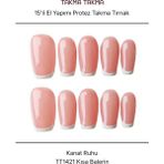 Takma Takma 15'li Pembe Kısa Balerin TT1421 Tekrar Kullanılabilir El Yapımı Protez Takma Tırnak - Pembe-L - Yeşil