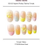 Takma Takma 15'li Pembe Kısa Oval TT1379 Tekrar Kullanılabilir El Yapımı Protez Takma Tırnak Pembe-L