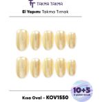 Takma Takma 15'li Sarı Kısa Oval KOV1550 Tekrar Kullanılabilir El Yapımı Protez Takma Tırnak - Sarı-M