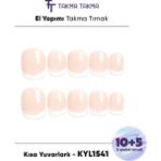 Takma Takma 15'li Ten Kısa Yuvarlark KYLK1541FK Tekrar Kullanılabilir El Yapımı Protez Takma Tırnak - Ten Rengi-M