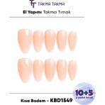 Takma Takma 15'li Ten Rengi Kısa Badem KBD1549 Tekrar Kullanılabilir El Yapımı Protez Takma Tırnak - Ten Rengi-S - Ten Nude