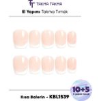 Takma Takma 15'li Ten Rengi Kısa Balerin KBLK1539FK Tekrar Kullanılabilir El Yapımı Protez Takma Tırnak Ten Rengi-L