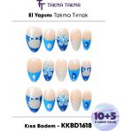 Takma Takma Kısa Badem Renkli 15'li KKBD1618 Tekrar Kullanılabilir El Yapımı Protez Takma Tırnak - Renkli-L