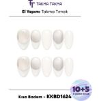 Takma Takma KKBD1624 Kısa Badem 15'li Tekrar Kullanılabilir El Yapımı Protez Takma Tırnak Beyaz-S
