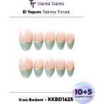 Takma Takma KKBD1625 Kısa Badem 15'li Tekrar Kullanılabilir El Yapımı Protez Takma Tırnak - Ten Rengi-S