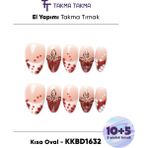 Takma Takma KKBD1632 Kısa Badem 15'li Tekrar Kullanılabilir El Yapımı Protez Takma Tırnak - Ten Rengi-L