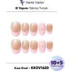 Takma Takma KKOV1620 Kısa Oval 15'li Tekrar Kullanılabilir El Yapımı Protez Takma Tırnak Renkli-L