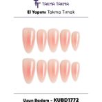Takma Takma KUBD1772 Uzun Badem 10'lu Tekrar Kullanılabilir El Yapımı Protez Takma Tırnak Pembe-Xs - Ten Nude