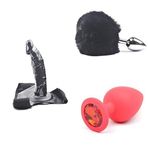 Takmalı Dildo Penis Kemeri + Kabarık Tavşan Kuyruğu Anal Tıkaç Siyah + Anal Tıkaç Pırıltılı Taşlı Büyük
