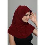 Takmatik Sade Bordo Hazır Türban Tesettür Havuz Bonesi Namaz Örtüsü