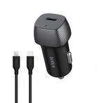 taks CP01 30W PD USB-C Araç Hızlı Şarj Aleti + USB-C-Lightning Kablo, Siyah 5CP01LS